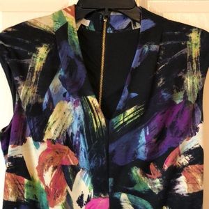 London Times Gold Zipper Floral Dress